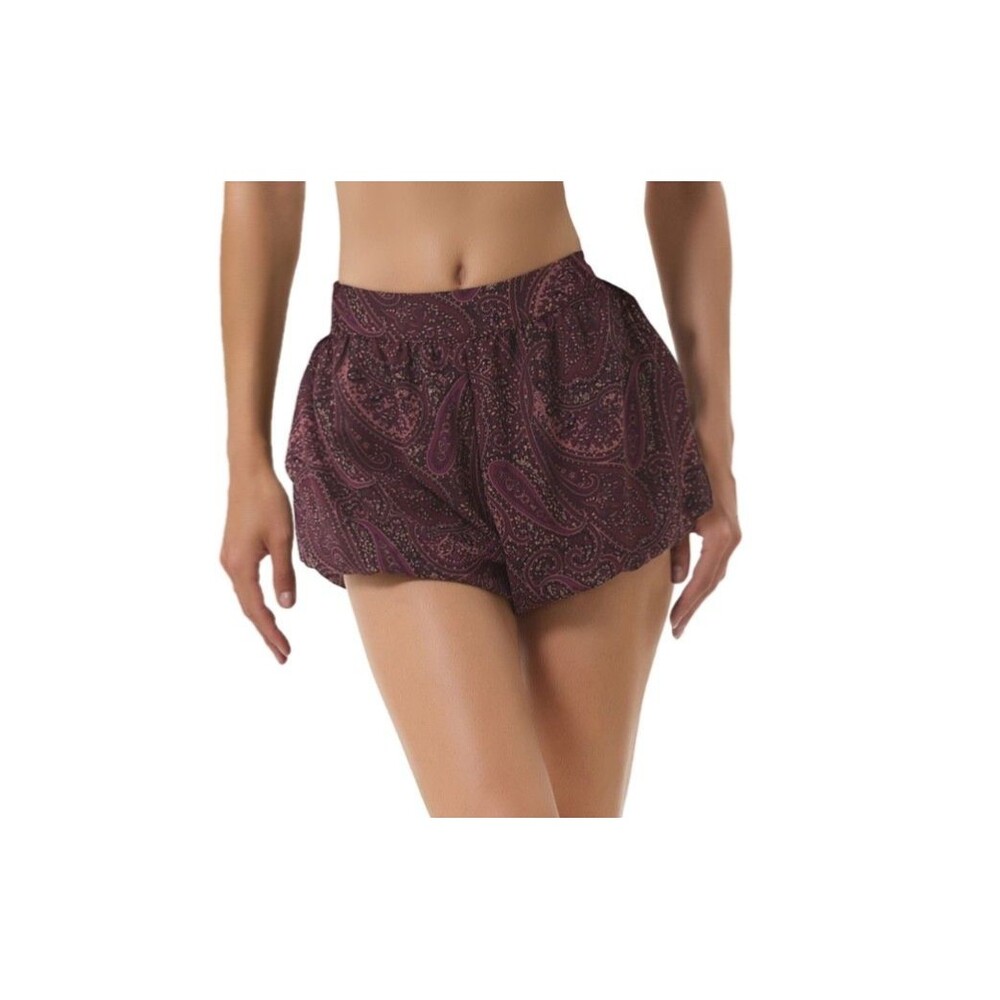 AFRM Danville Women's Bubble Hem Shorts Chocolate Paisley Size S NWT Boho